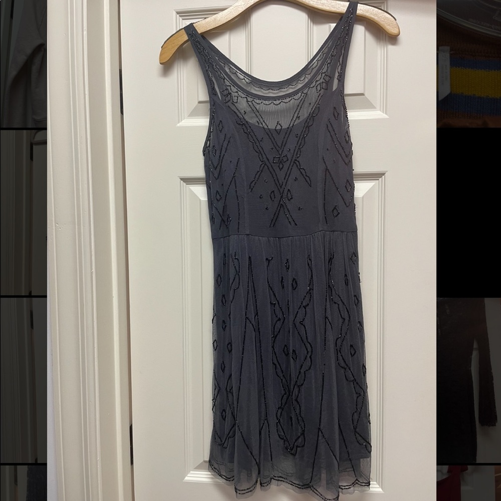 black embroidery dress